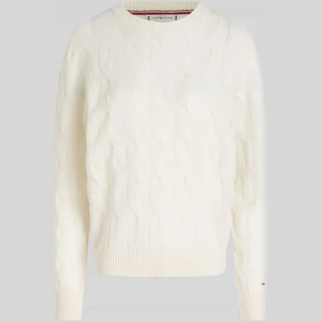 Tommy Hilfiger Regular fit pullover van pure wol ecru