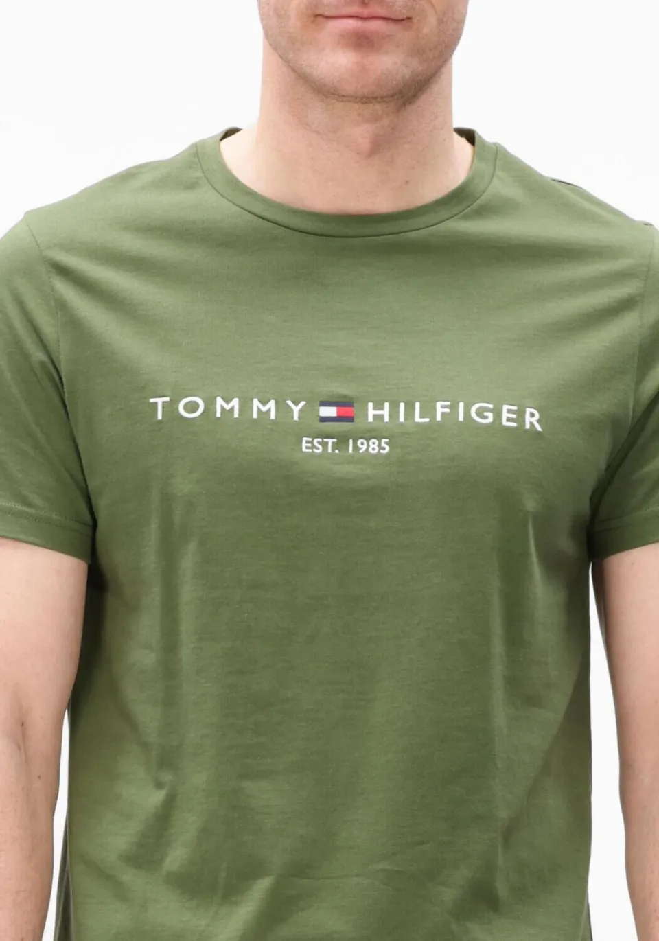 Tommy Hilfiger Heren Polo's & T-shirts Tommy Logo Tee - Olijf, foto 4