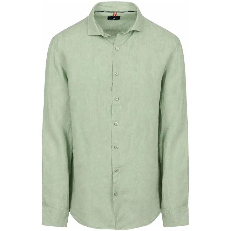 State Of Art regular casual overhemd met linnen groen, foto 2
