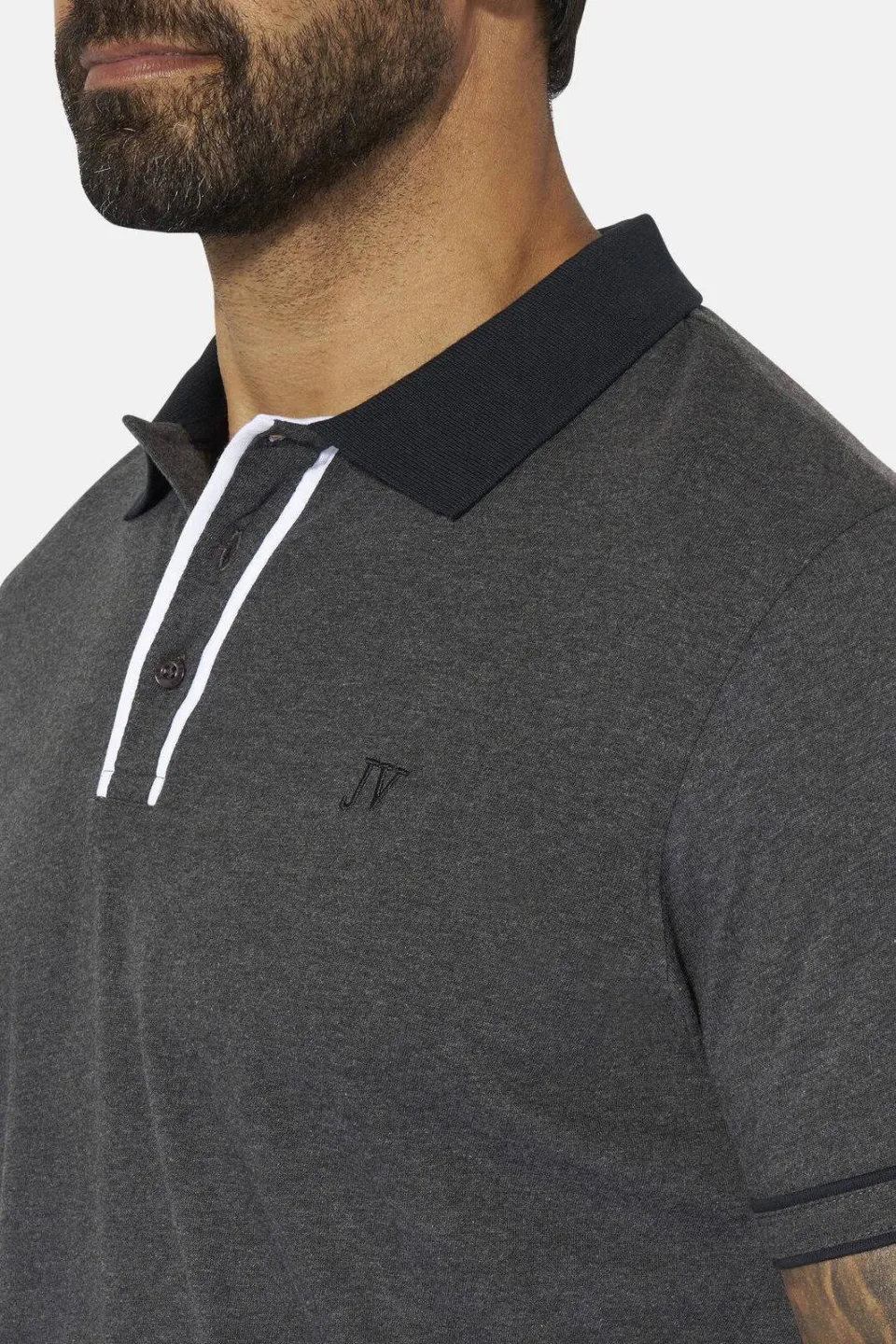 Jan Vanderstorm oversized polo Plus Size ISFRIED zilvergrijs, foto 6