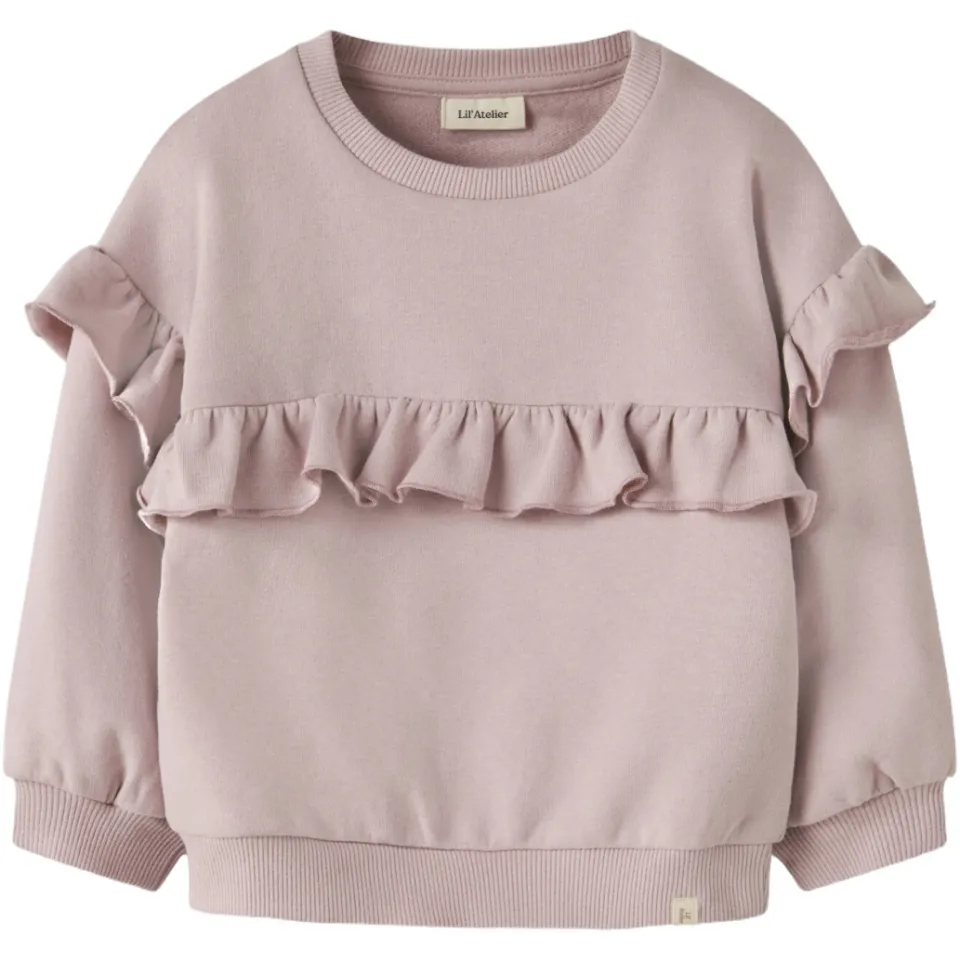Lil' Atelier MINI loose fit sweater met ruches - roze, foto 2