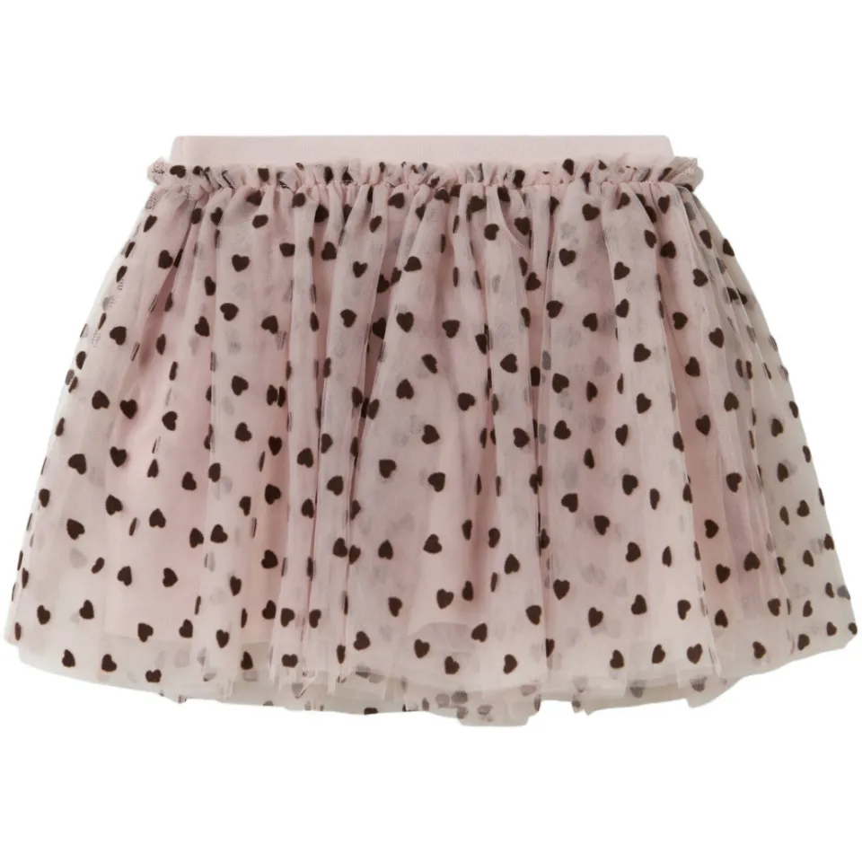 NAME IT MINI korte tule rok met hartjes roze Mauve