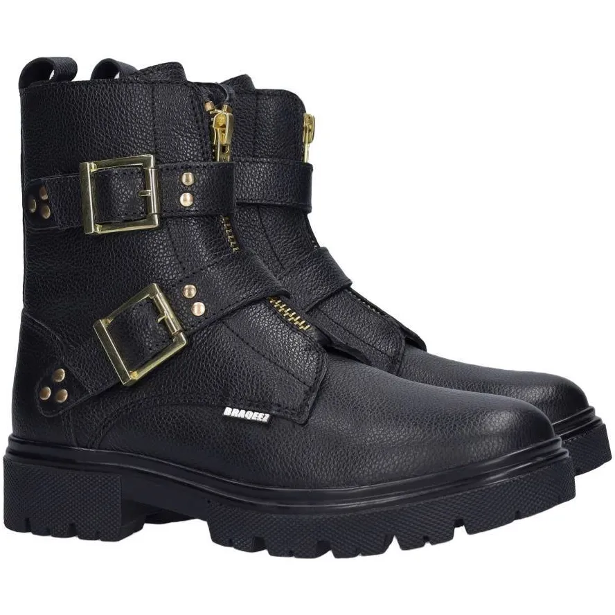 Braqeez chunky leren enkelboots - zwart, foto 2