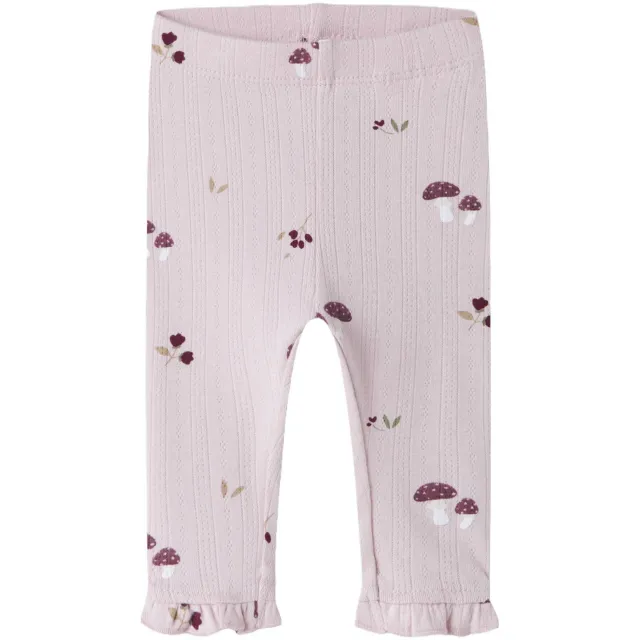 NAME IT BABY legging met ruches en print lichtroze