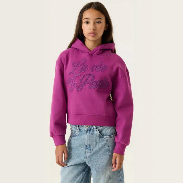 Garcia rechtvallende hoodie met tekst - fuchsia