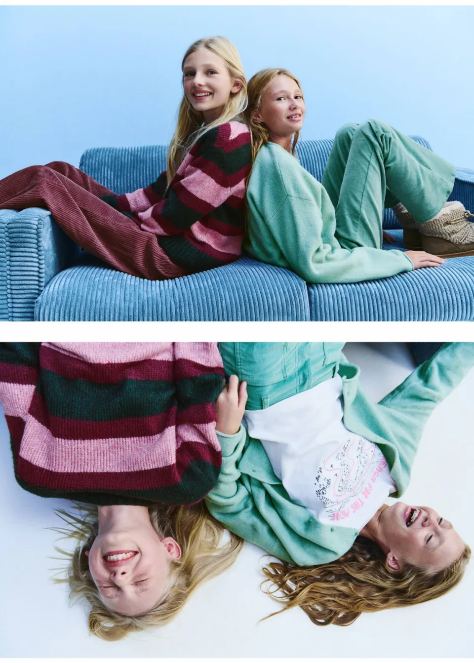 Mango Kids gebreide gestreepte trui - donkergroen/roze/paars, foto 2