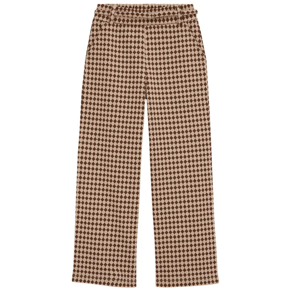 WE Fashion straight leg geruite broek beige, foto 2