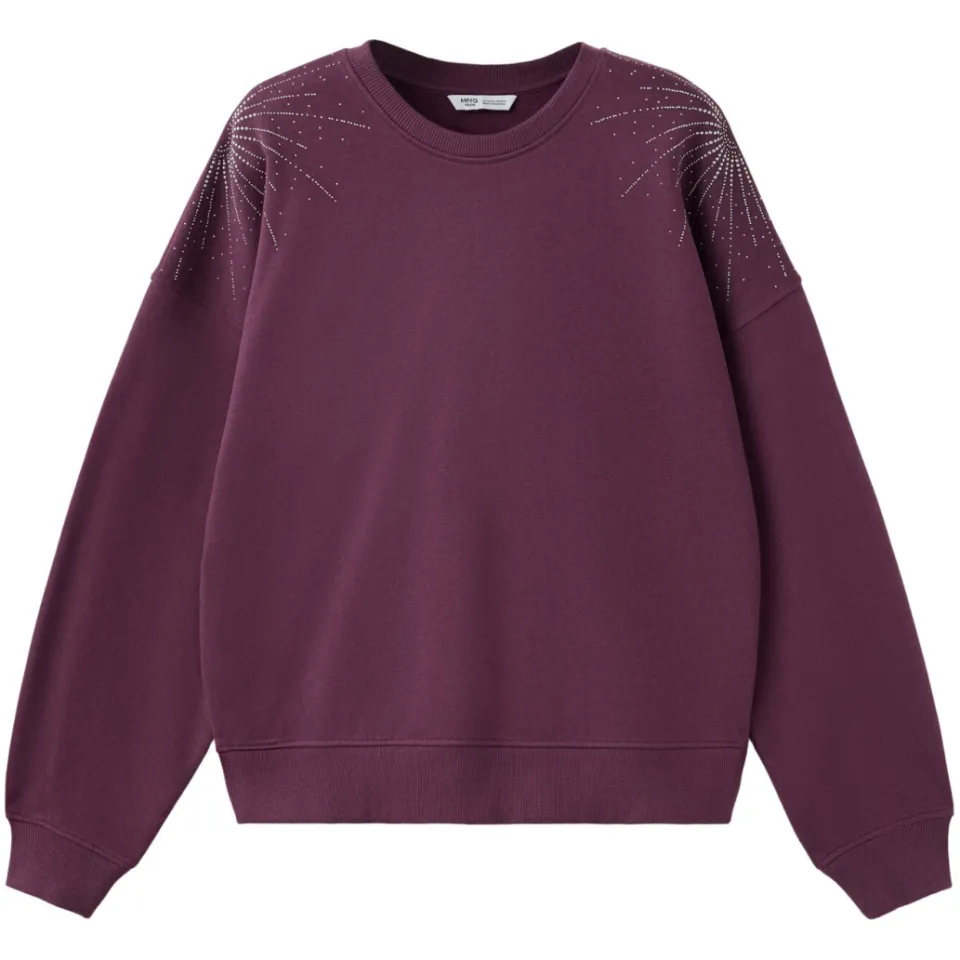 Mango TEEN sweater met strass-steentjes - donkerrood, foto 2