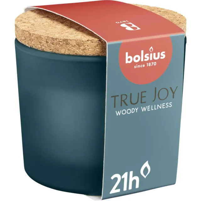 Bolsius geurkaars True Joy - Woody Welness blauw
