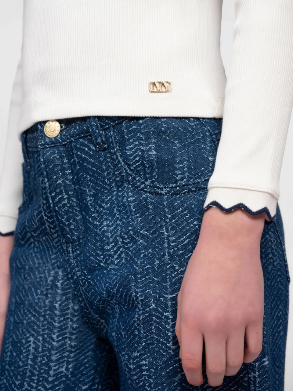 Nik & Nik longsleeve ecru met ronde hals, foto 3