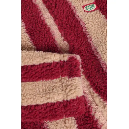Daily7 gestreepte teddy jas rood/beige, foto 5