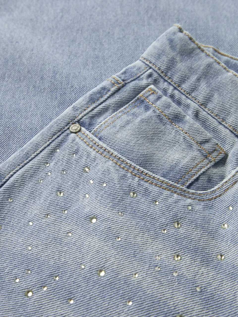 NAME IT KIDS NKFBELLA wide leg jeans met strass-steentjes en print - lichtblauw, foto 4
