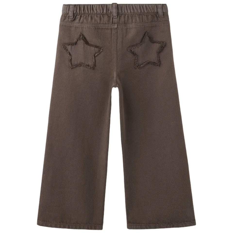 Mango Kids wide leg jeans - donkerbruin, foto 3