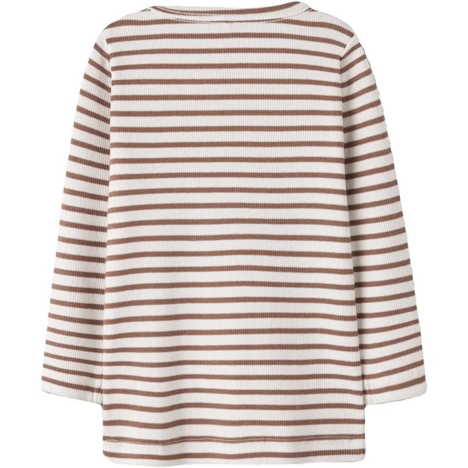 NAME IT MINI gestreepte longsleeve bruin ecru, foto 3