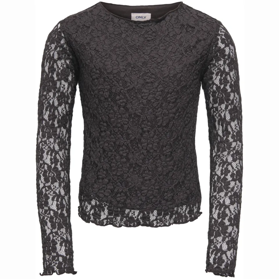 Only semi-transparante longsleeve donkerbruin, foto 2