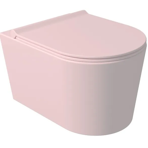 Salenzi Wandcloset Civita 50x35x36.5cm Keramiek Rimless Mat Roze (Excl. zitting)