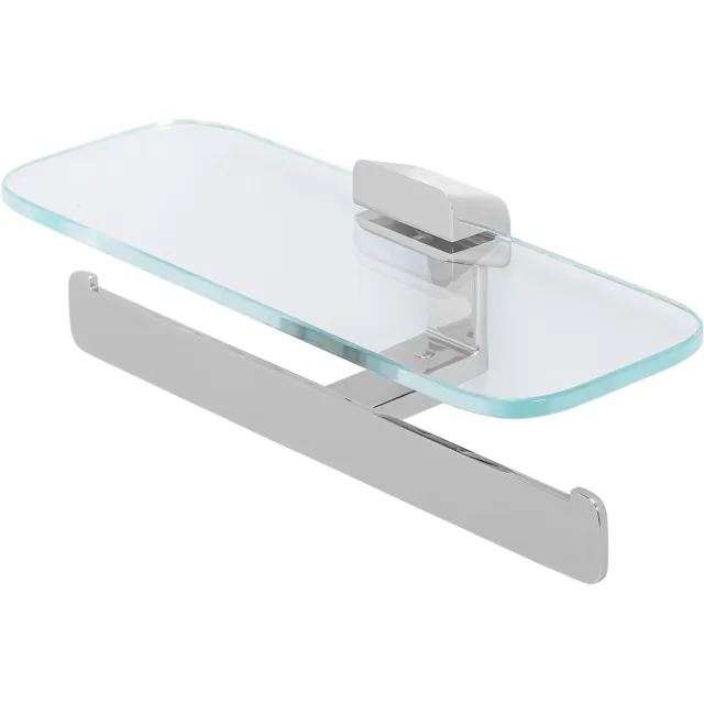 Geesa Shift dubbele toiletrolhouder met planchet chroom
