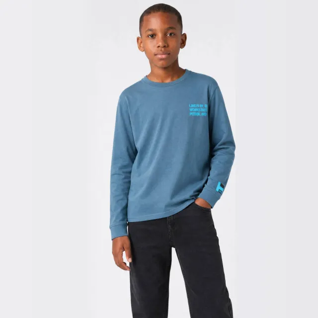 Petrol Industries longsleeve met backprint blauw