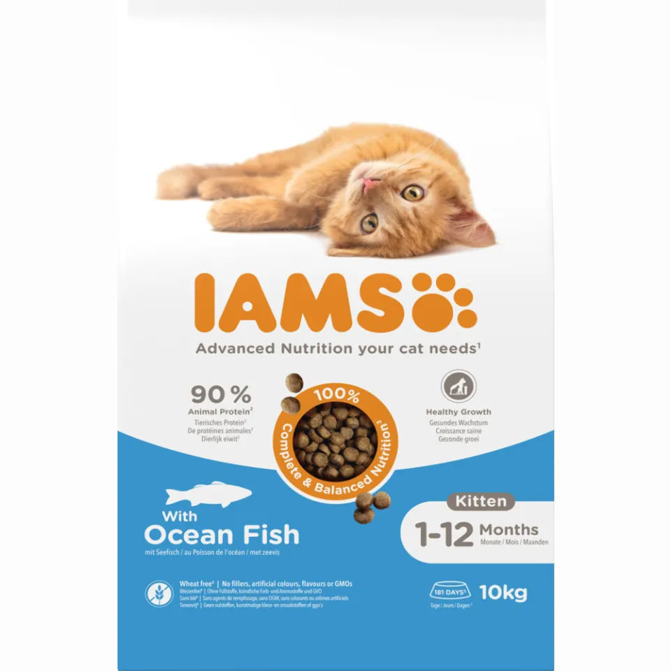 Iams kitten kattenvoer droog zeevis 10 kg