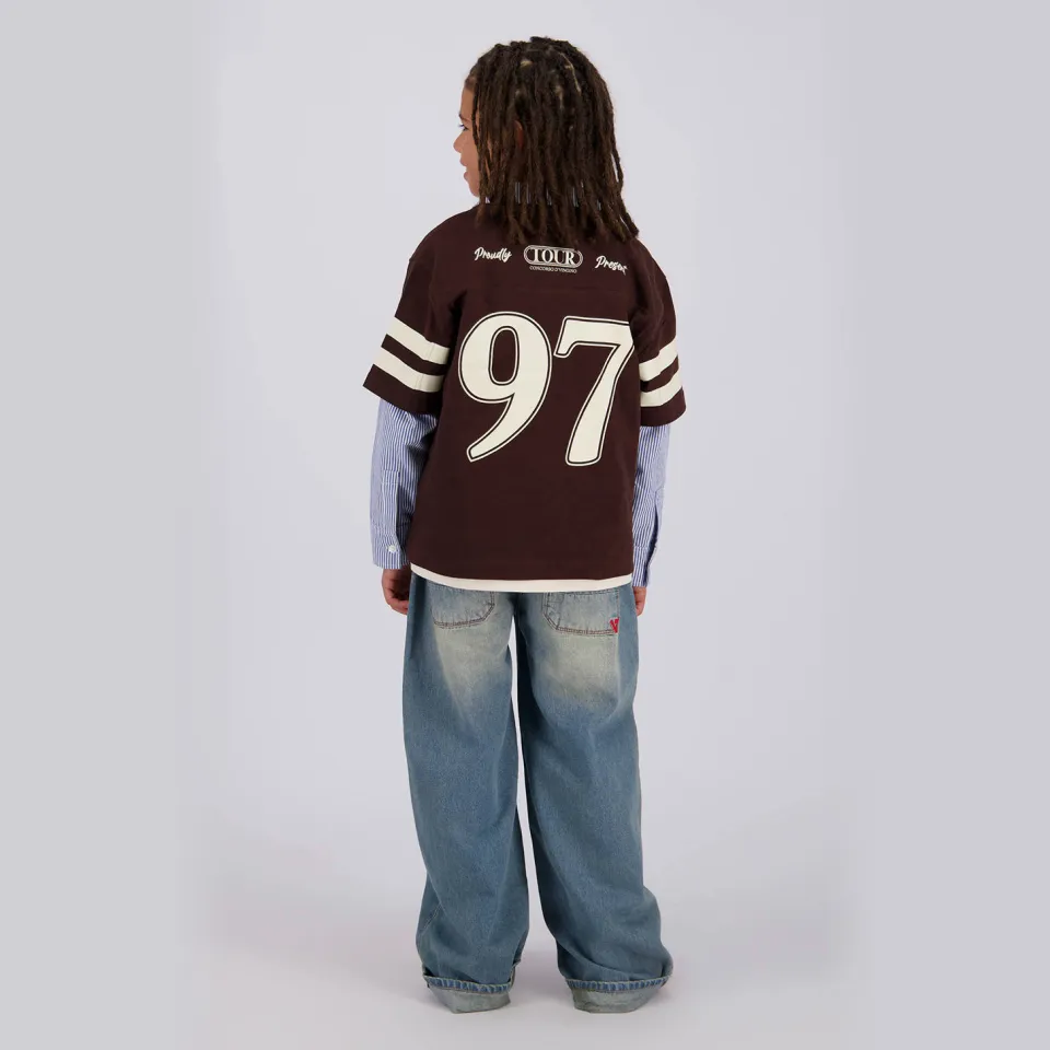 Vingino oversized longsleeve donkerbruin/blauw/wit, foto 5