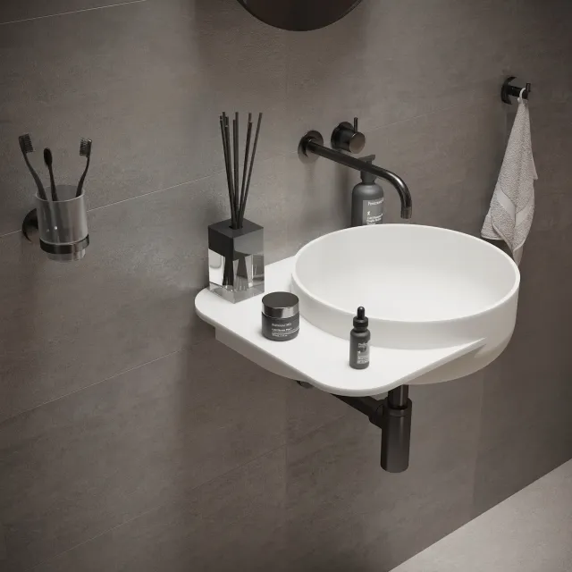 Ideavit Fontein Ideavit Soliddual 2.0 49x43x15.5 cm Solid Surface Met Opbergruimte Links Mat Wit