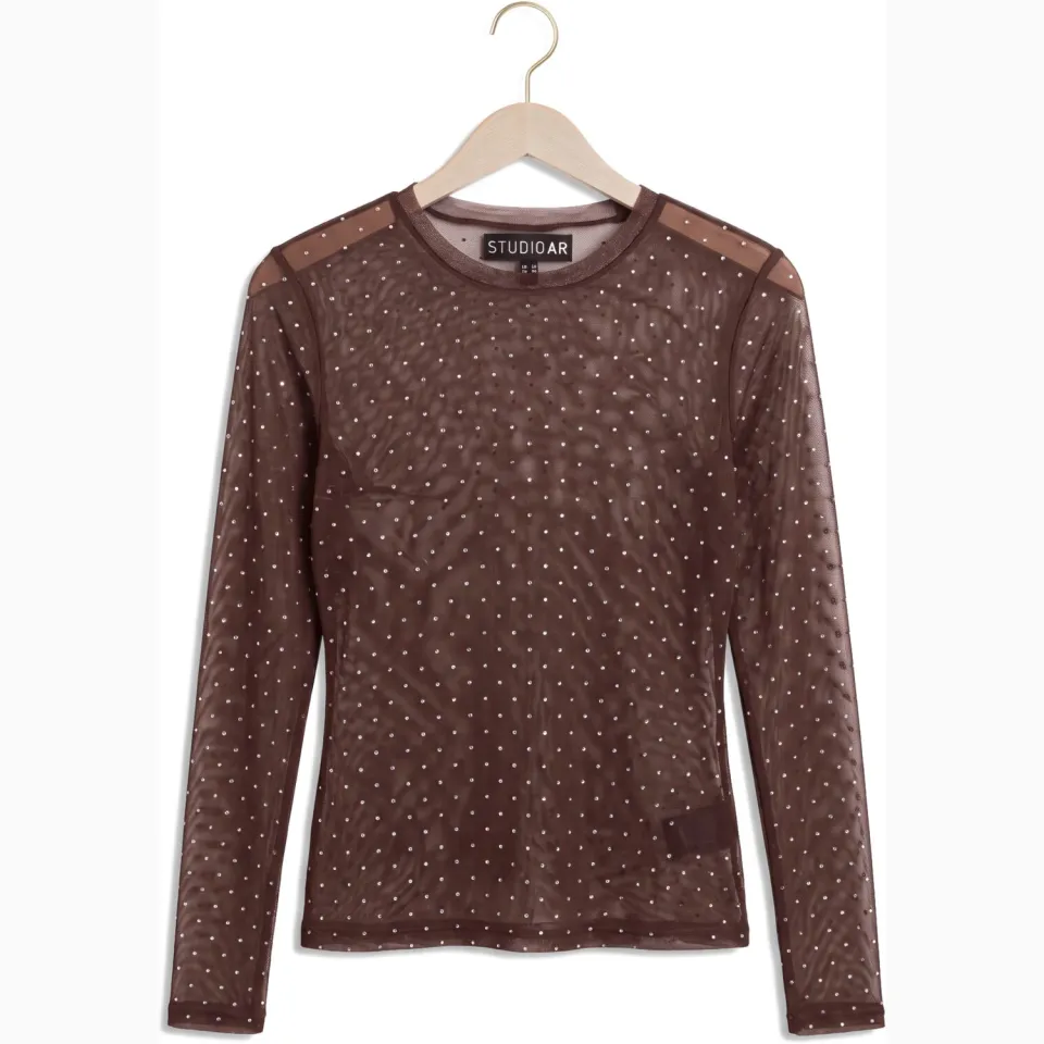 Studio AR by ARMA Ines mesh top donkerbruin, foto 2