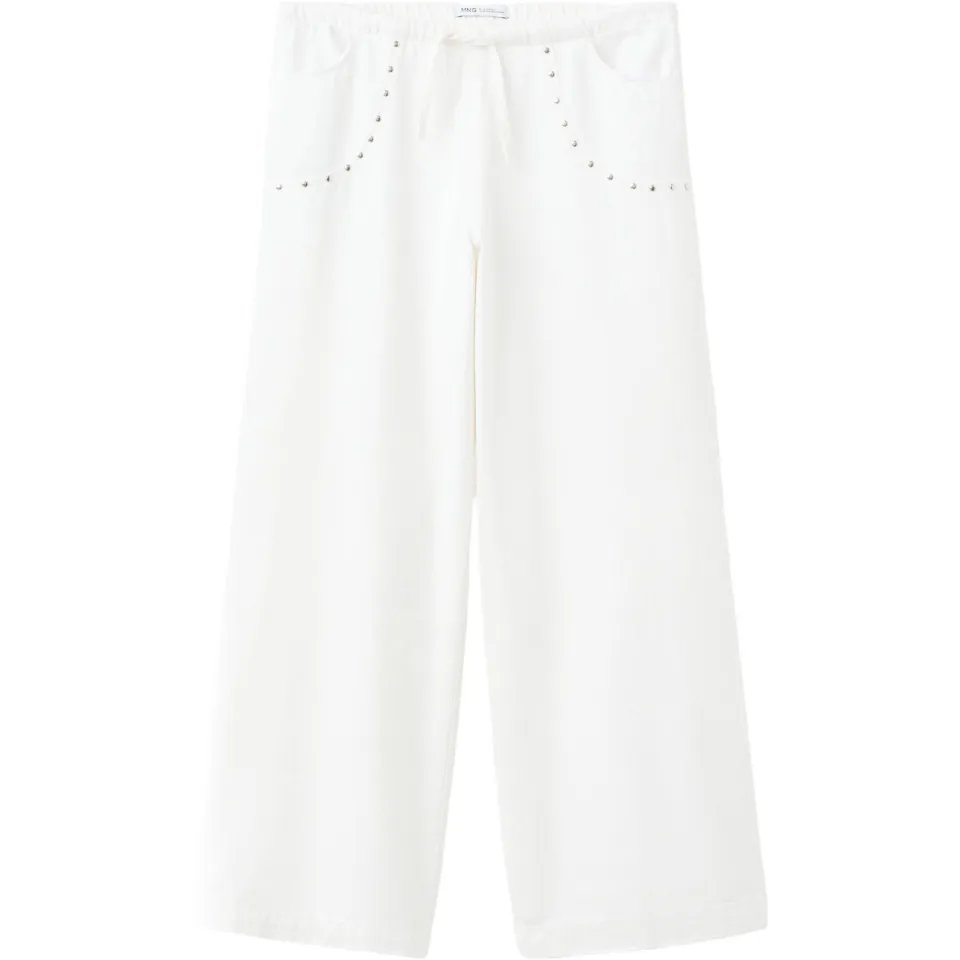Mango Kids casual broek met studs wit, foto 2