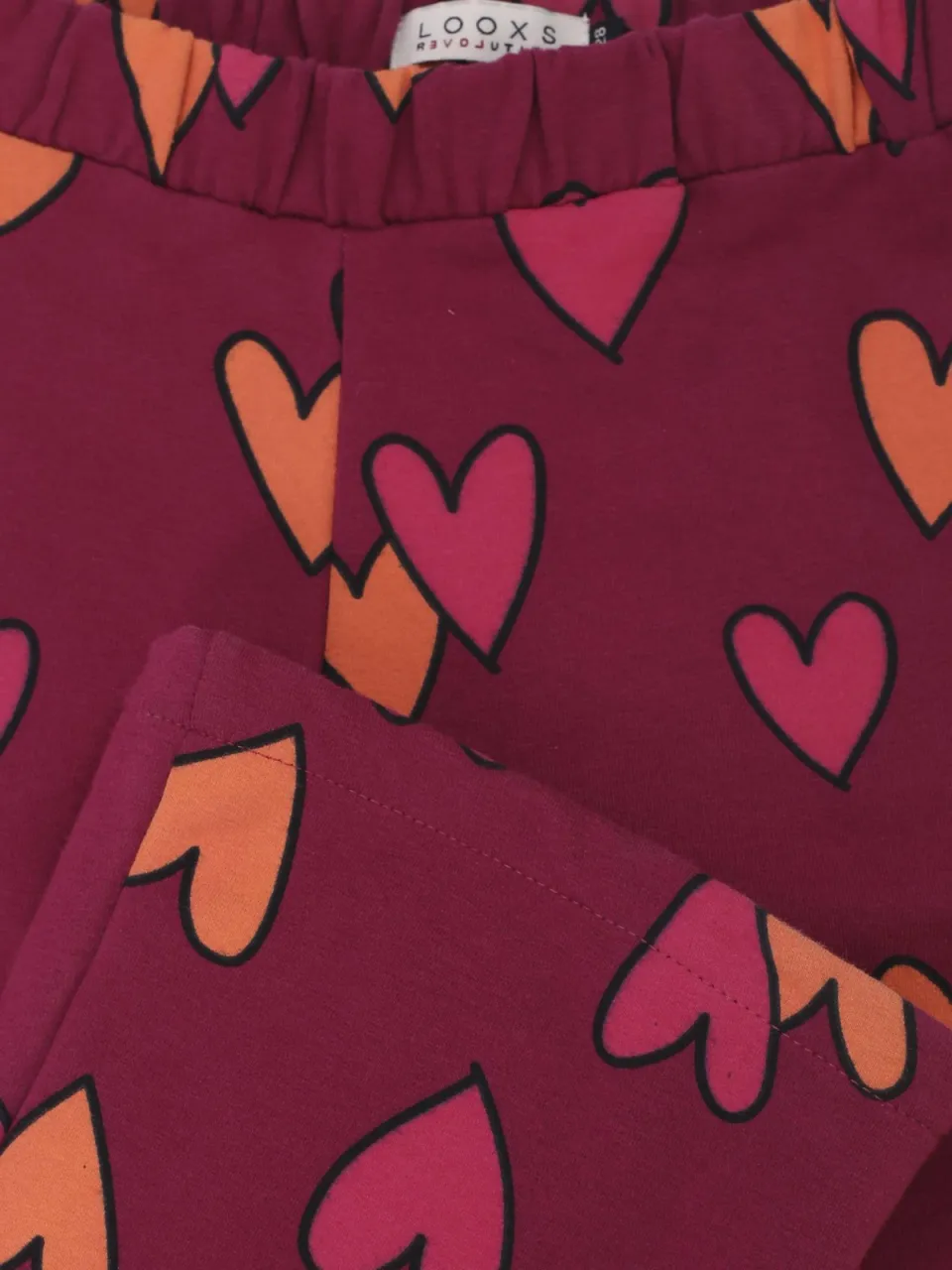 LOOXS little flared broek met hartjes donkerrood, foto 5