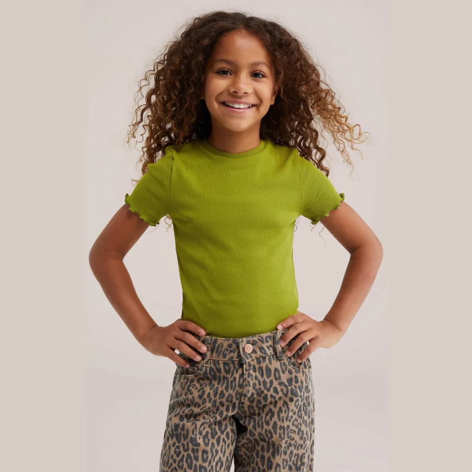 WE Fashion t-shirt met ruches olijfgroen, foto 4