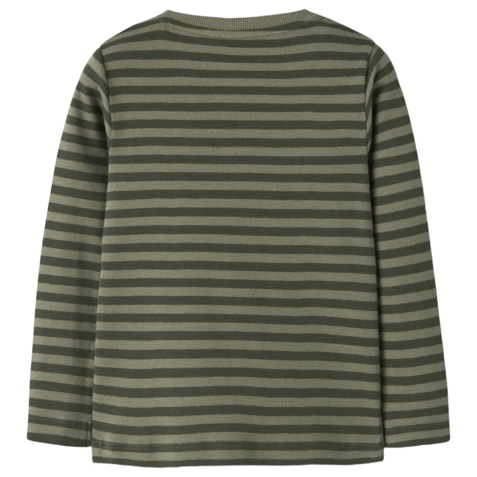 NAME IT MINI aansluitende gestreepte longsleeve olijfgroen, foto 2