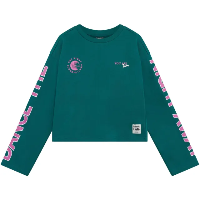 Indian Blue Jeans rechtvallende longsleeve met tekst groen, foto 2