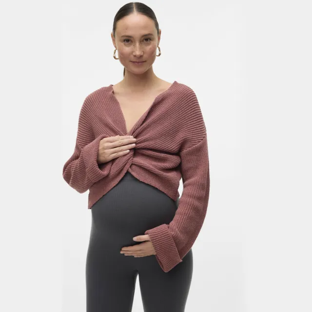 Mamalicious zwangerschaps cropped trui oudroze, foto 4