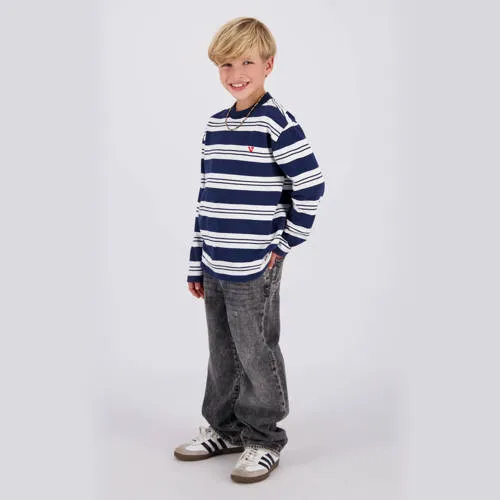 Vingino gestreepte longsleeve donkerblauw/wit, foto 3