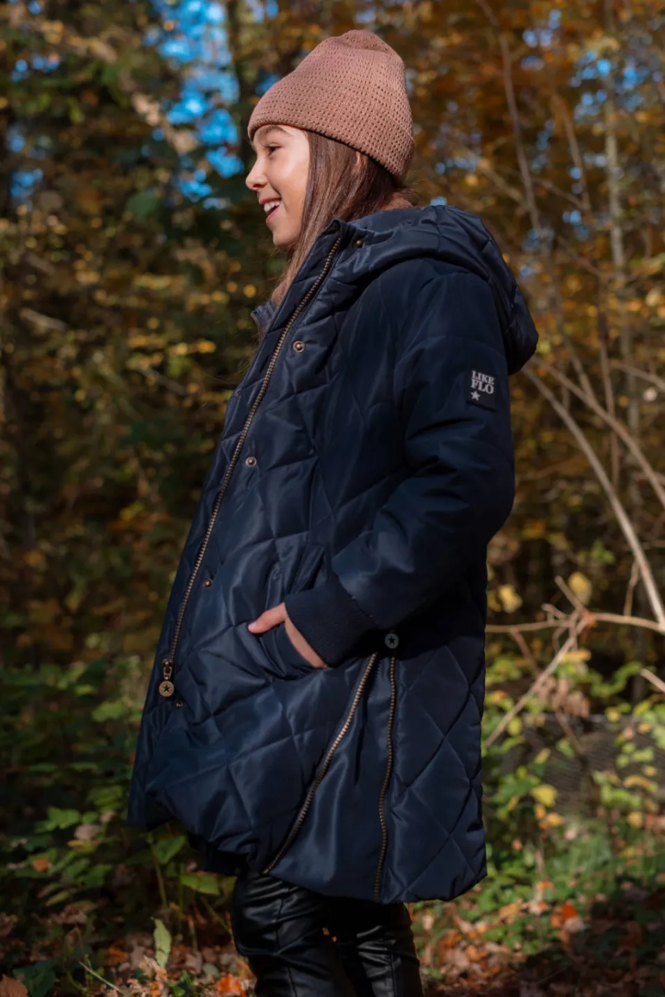 Like Flo Arinda quilted winterjas marineblauw