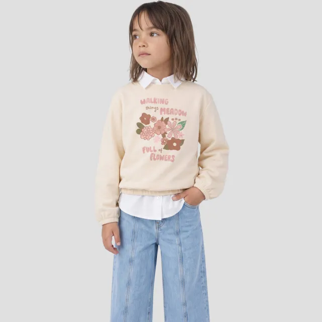 Orange Stars rechtvallende sweater met print - ecru