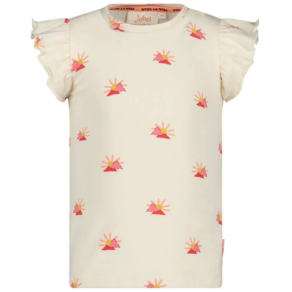 Jubel Salsa Sunset t-shirt ecru met roze, foto 2