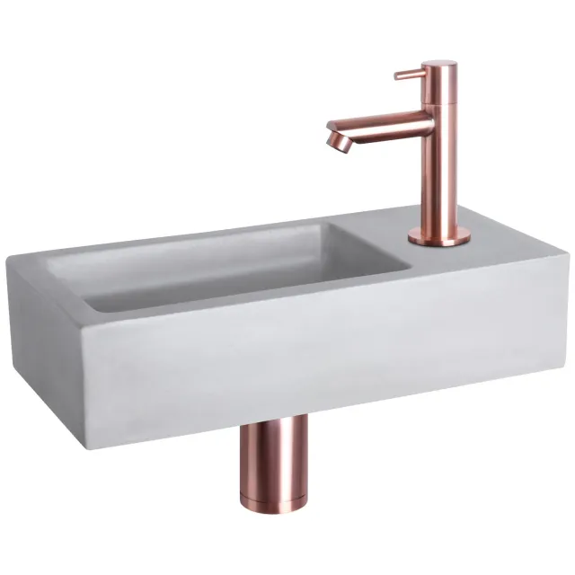 Differnz Fonteinset Differnz Ravo Beton 38.5x18.5x9 cm Licht Grijs Met Rechte Rood Koper