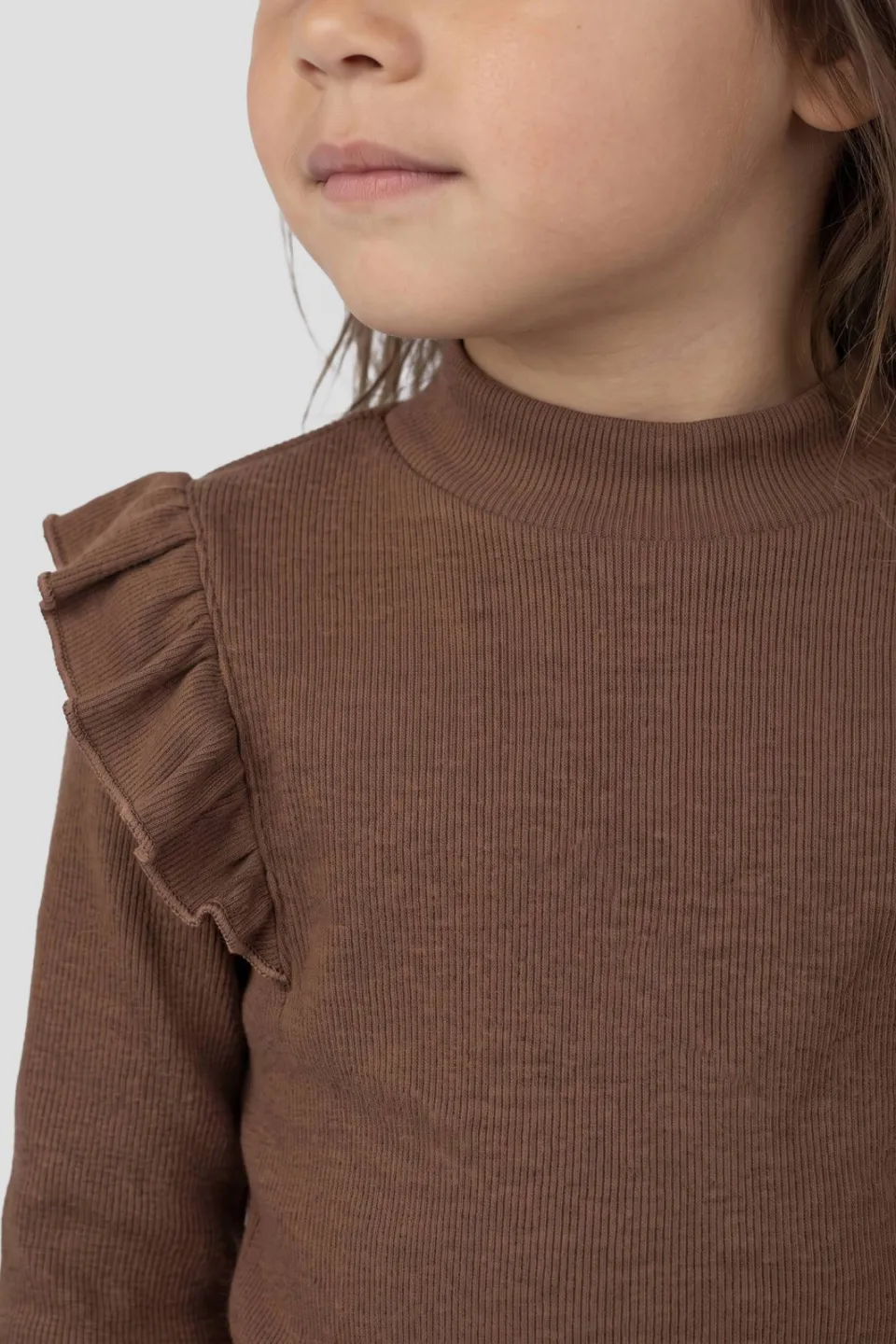 Orange Stars longsleeve met ruches donkerbruin, foto 4