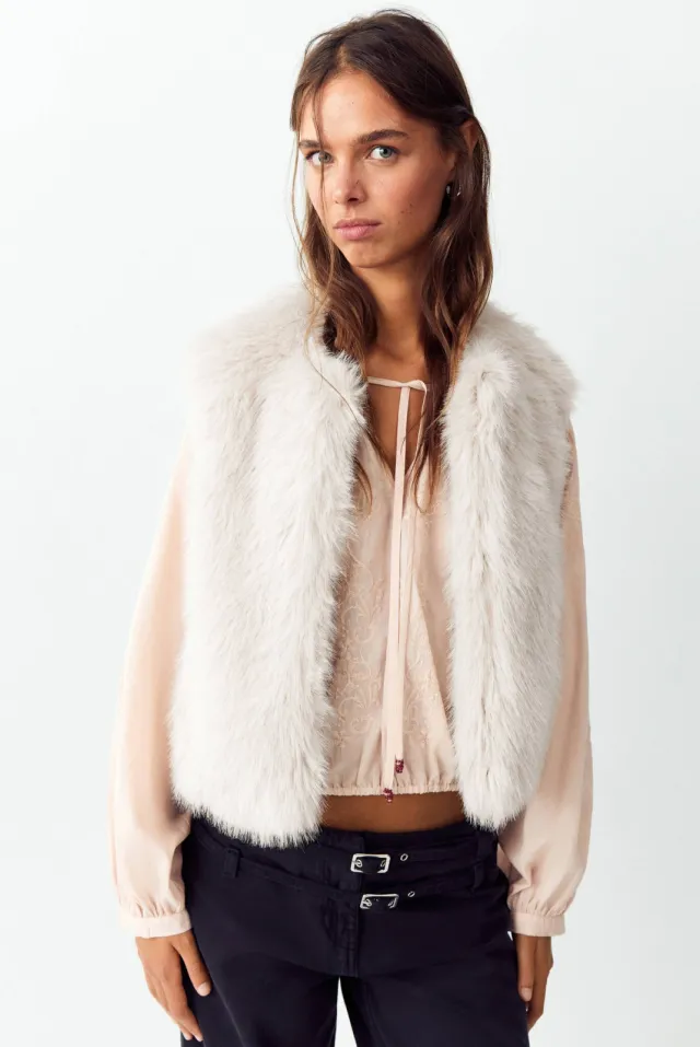 Mango TEEN rechtvallend gilet - ecru Offwhite