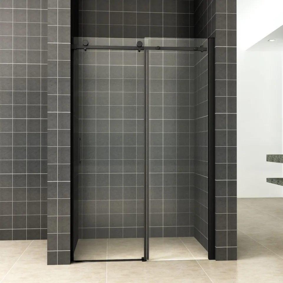 Wiesbaden Slide nis schuifdeur 1200 x 2000 x 8 mm nano helder glas/mat zwart