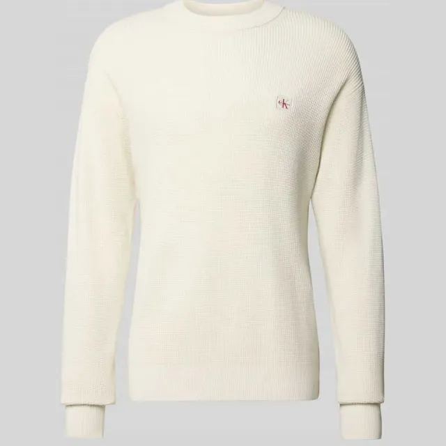 Calvin Klein Gebreide pullover met labelpatch Ecru