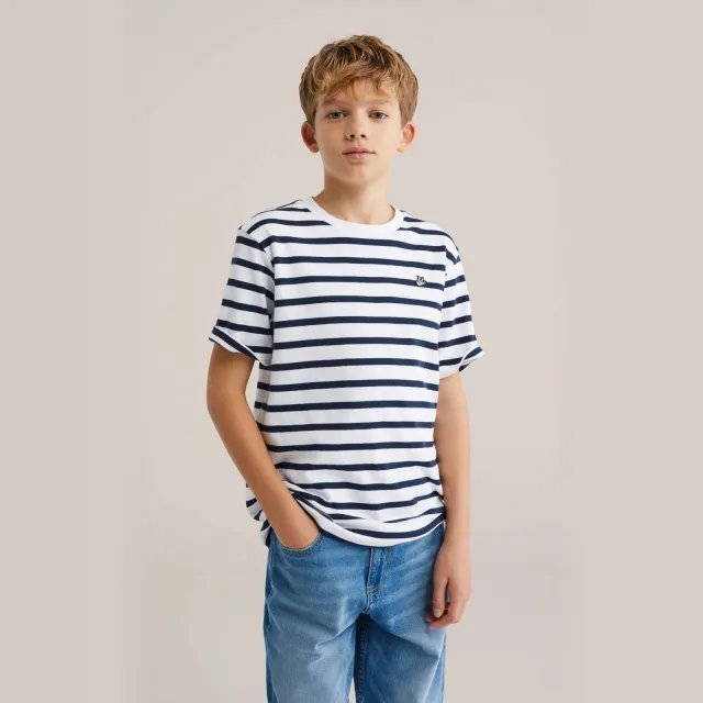 WE Fashion gestreept t-shirt donkerblauw wit, foto 4