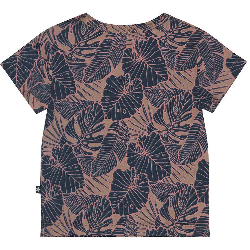 Dirkje T-shirt met bladprint donkerblauw donkerblauw/bruin, foto 3