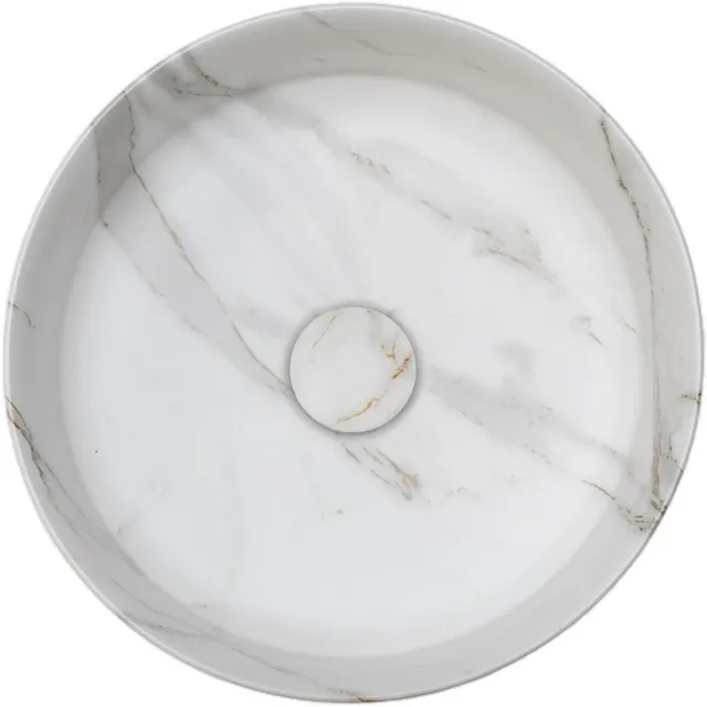 Riho Waskom Riho Marmic Rond 34,6x34,6x11,4 cm Mat Wit Marmer Keramiek