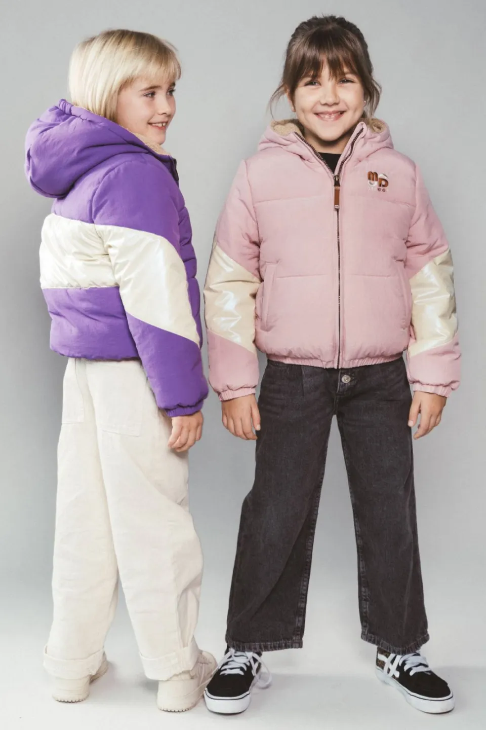 Moodstreet gewatteerde winterjas paars offwhite, foto 7