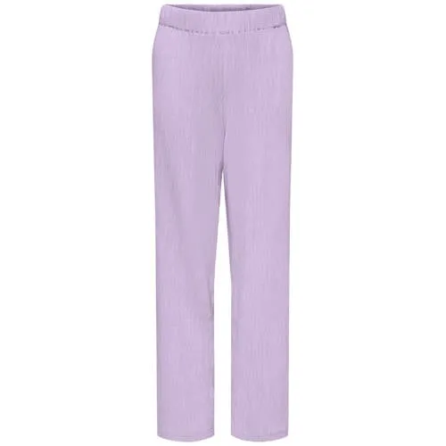 Only straight casual broek met textuur lila