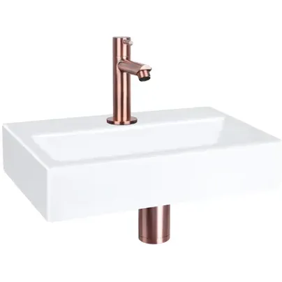 Differnz Fonteinset Mix&match Flat Keramiek Recht Rood Koper Wit
