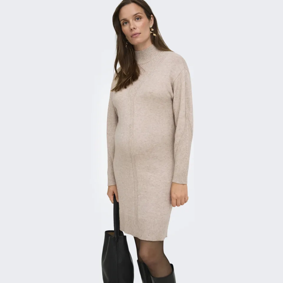 Only Maternity gebreide zwangerschapscoljurk beige, foto 3