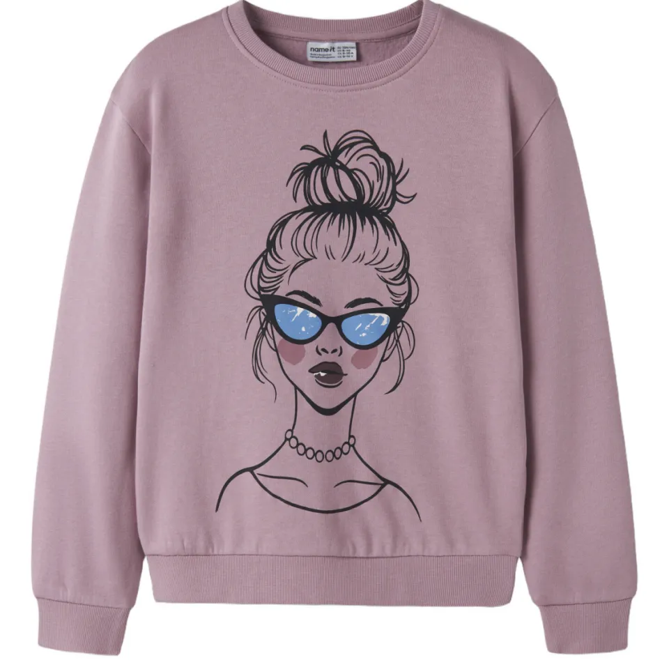 NAME IT KIDS sweater met backprint - lila, foto 2