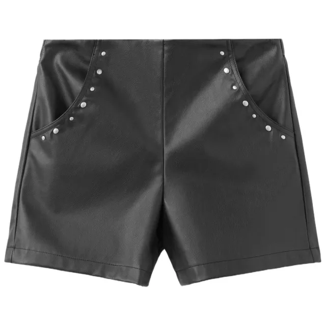 Mango imitatieleren short met studs zwart